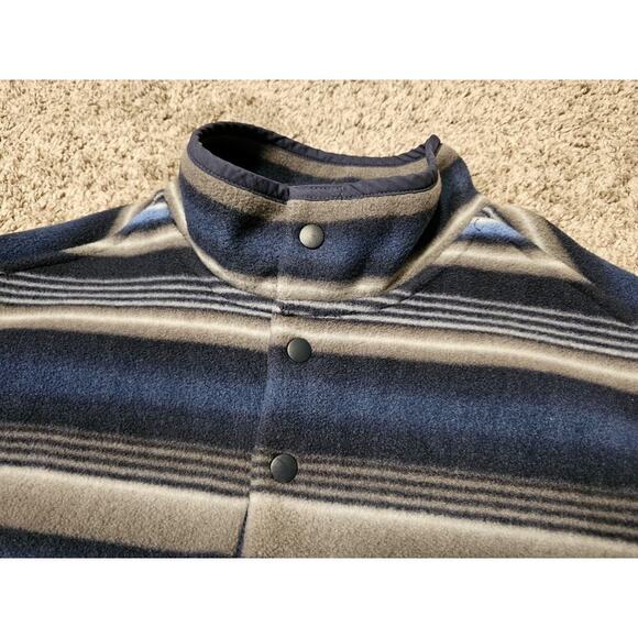 Southern Grit Jacket Mens XL Navy Blue Striped Tundra Fleece Pullover Snap - Picture 3 of 7